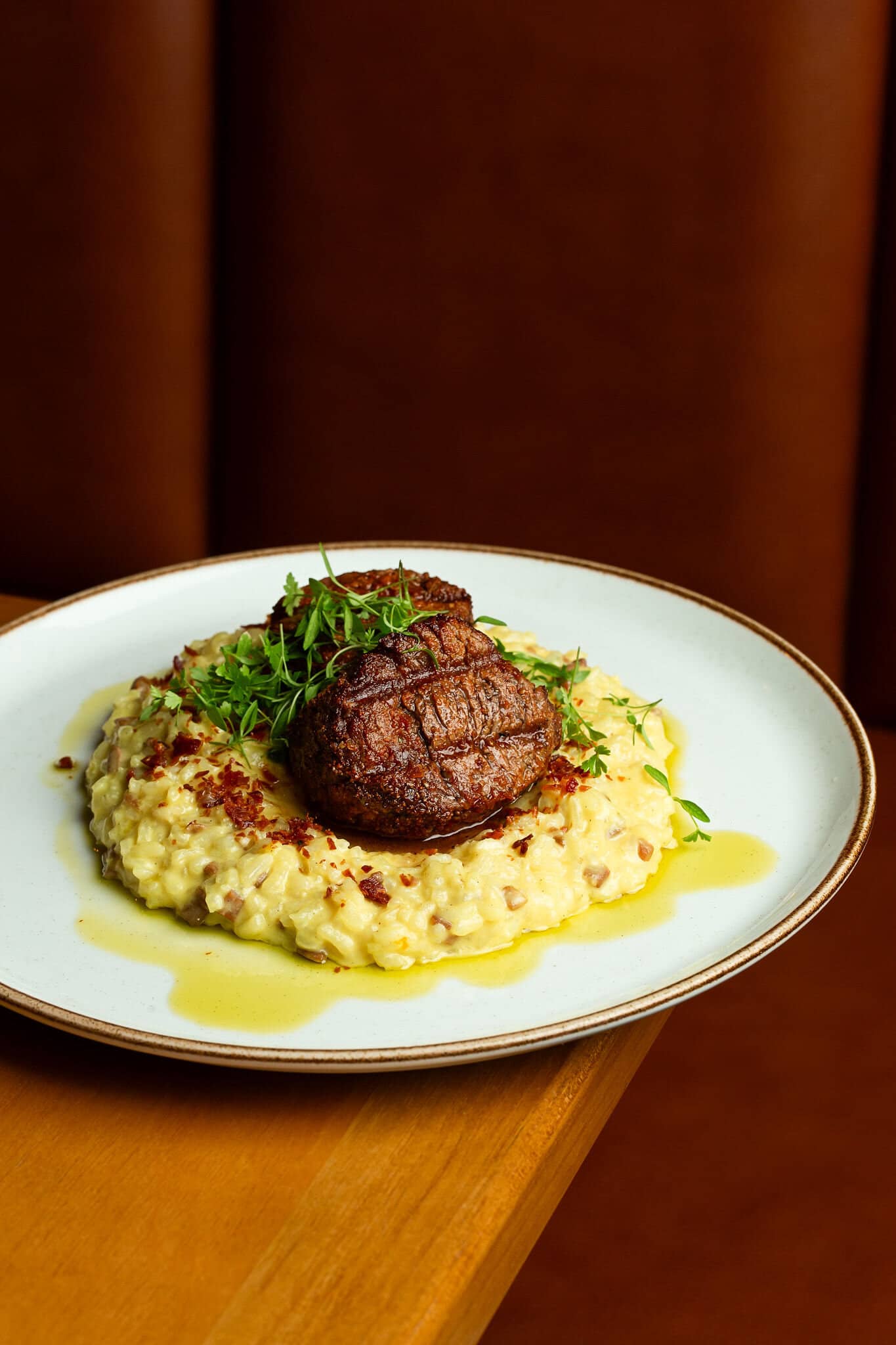 Foto del plato Risotto de jamón de Parma con escalope de lomo